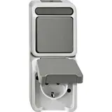 MERTEN MEG3495-8029 Aufputz-Kombination AQUASTAR 1-fach, Wechselschalter | lichtgrau