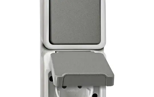 MERTEN MEG3495-8029 Aufputz-Kombination AQUASTAR 1-fach, Wechselschalter | lichtgrau