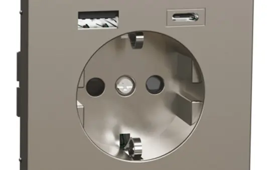 MERTEN MEG2367-6050 SCHUKO-Steckdose Design USB-A/C, 3,0 A | nickelmetallic