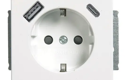 BUSCH-JAEGER 20EUCB2USBAC-84 SCHUKO-Steckdose Future USB-A/C, 2,4 A | studioweiß