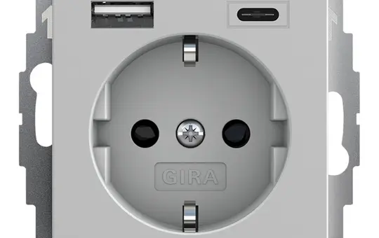 GIRA 2459015 SCHUKO-Steckdose System 55 USB-A/C, Berührungsschutz | grau matt