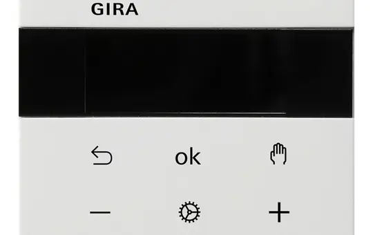 GIRA 5394112 Raumtemperaturregler System 3000 System Fläche Display, Bluetooth | reinweiß glänzend