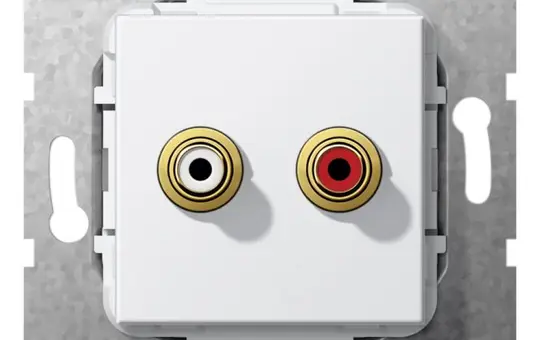 GIRA 563303 Kommunikationseinsatz Cinch, Kabelpeitsche | reinweiß glänzend