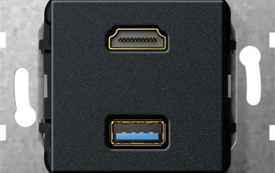 GIRA 567910 Kommunikationseinsatz HDMI/USB-A, Kabelpeitsche | chrom