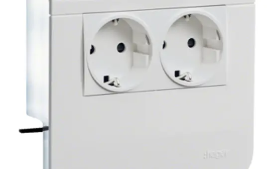 HAGER SL200559009016 Geräteträger für Sockelleistenkanal SCHUKO-Steckdose, 2-fach | verkehrsweiß | 20x55 mm