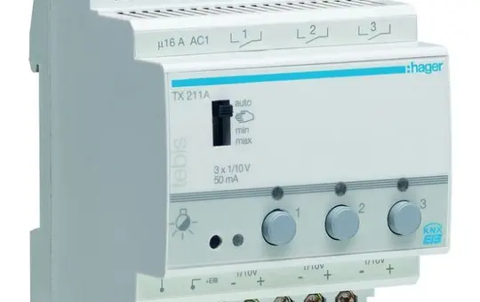 HAGER TX211A KNX-Dimmaktor 1-10 V 3-fach