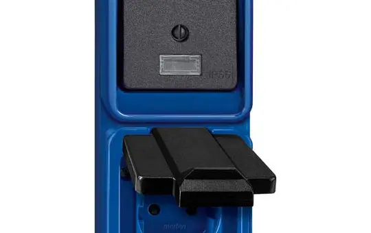 MERTEN 227875 Steckdosen-Kombination Aufputz SCHLAGFEST 1-fach, Wechselschalter, senkrecht