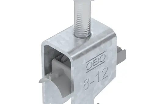 OBO BETTERMANN 1187202 Stahl-Bügelschelle verzinkt 1-fach, Kunststoffwanne, N-Fuß | 8-12 mm