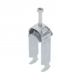 OBO BETTERMANN 1186223 Stahl-Bügelschelle verzinkt 2-fach, Kunststoffdruckwanne, H-Fuß | 22-28 mm
