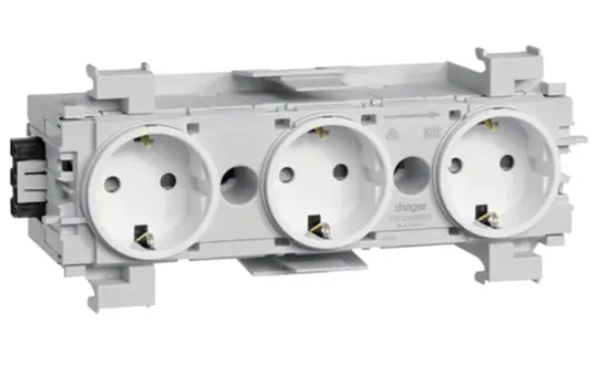 HAGER GS30019016 Kanalsteckdose Wago Winsta für C-Profil 3-fach | verkehrsweiß