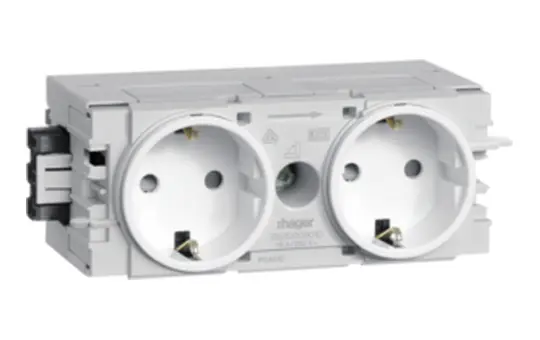 HAGER GS20009016 Kanalsteckdose Wago Winsta für C-Profil 2-fach | verkehrsweiß