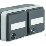 BERKER 47893525 beschr. SCHUKO-Aufputzsteckdose W.1 2-fach, Klappdeckel, Schloss | grau/lichtgrau matt