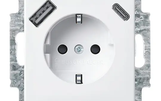 BUSCH-JAEGER 20EUCB2USBAC-914 SCHUKO-Steckdose Balance USB-A/C, 2,4 A | alpinweiß