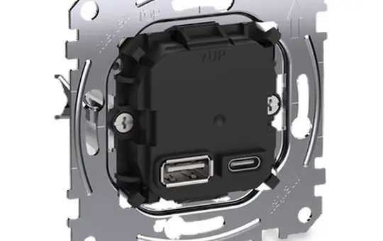 MERTEN MEG4366-0120 USB-Ladegerät USB-A/C, 3,0 A, PD 45 W | schwarz