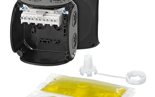 HENSEL WP0404B Kabelabzweigkasten Serie WP 104x104 mm, metr. Vorprägungen | schwarz | 4 mm²