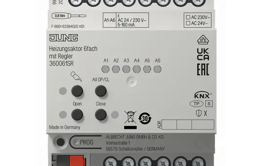 JUNG 36006 1S R KNX-Heizungsaktor 6-fach, mit Regler, secure