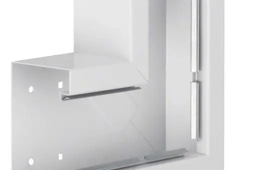 HAGER BRS8513059016 tehalit Brüstungskanal-Flachwinkel 80 mm, integriert, Stahlblech | verkehrsweiß | 83x130 mm