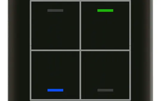 MDT BE-GTL4TS.01S KNX-Glastaster II Light m. Temperaturs. 4-fach, neutral | glas schwarz/schwarz