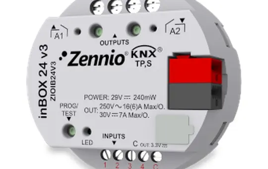 ZENNIO ZIOIB24V3 Unterputz KNX-Universalaktor 2-fach, 4 Binäreingänge