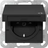 GIRA 4754 005 SCHUKO-Steckdose System 55 Berührungsschutz, Klappdeckel, Schraubklemmen | schwarz matt
