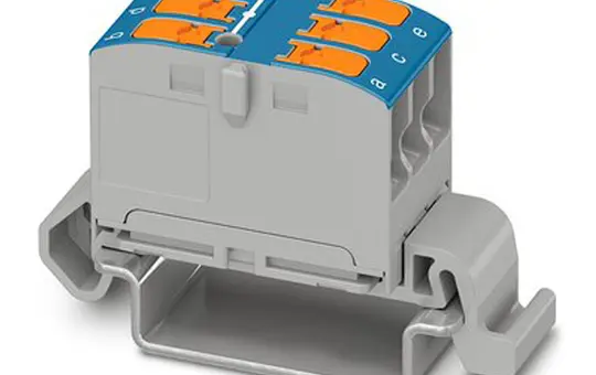 PHOENIX 1019527 Verteilerblock PTVFIX für Hutschiene 6-fach | blau | 2,5 mm²
