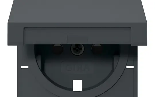 GIRA 494228 Abdeckung SCHUKO-Steckdose Vollplatte System 55 mit Klappdeckel und Shutter | anthrazit