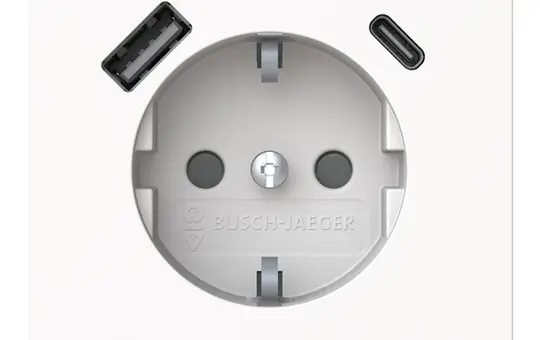 BUSCH-JAEGER 20 EUCB2USBAC-44G SCHUKO-Steckdose art linear USB A/C, 3 A, Berührungsschutz | studioweiß glänzend