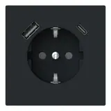 BUSCH-JAEGER 20 EUCB2USBAC-45M SCHUKO-Steckdose art linear USB A/C, 3 A, Berührungsschutz | schwarz matt