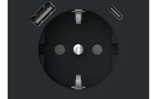 BUSCH-JAEGER 20 EUCB2USBAC-45M SCHUKO-Steckdose art linear USB A/C, 3 A, Berührungsschutz | schwarz matt