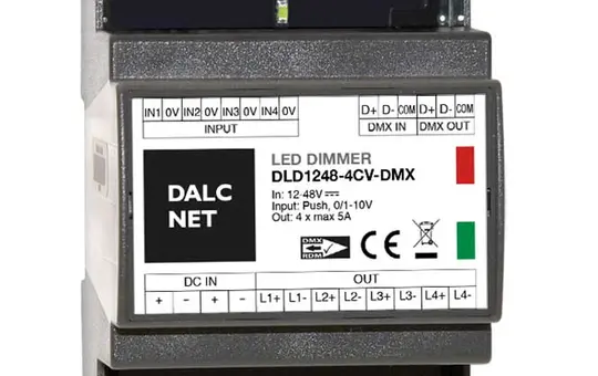 DALCNET DLD1248-4CV-DMX DMX-LED-Dimmaktor CV 4-fach, 5 A, REG