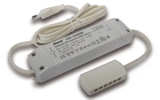 HERA 20604005601 LED Trafo 12-fach Verteiler, 24/80W