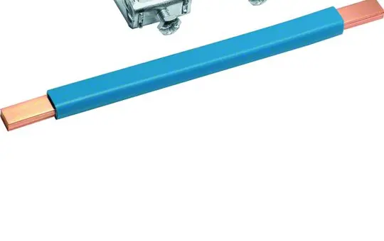 HAGER N75B CU-Schiene universZ lamelliert mit Klemmen mit 2x Klemmen bis 35 mm² | blau | 180x9x6
