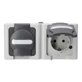 KOPP 131256002 SCHUKO-Steckdose Aufputz BLUE ELECTRIC 2-fach, waagerecht | grau