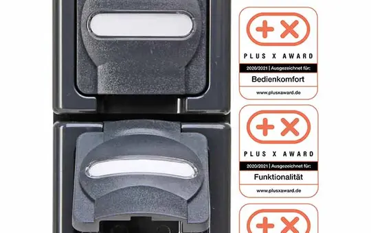 KOPP 131415009 SCHUKO-Steckdose Aufputz BLUE ELECTRIC 2-fach, senkrecht | anthrazit