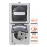 KOPP 130856009 Aufputz-Kombination BLUE ELECTRIC 1-fach, Wechselschalter | grau
