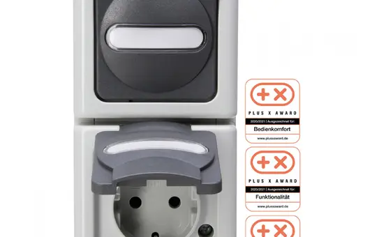 KOPP 130856009 Aufputz-Kombination BLUE ELECTRIC 1-fach, Wechselschalter | grau