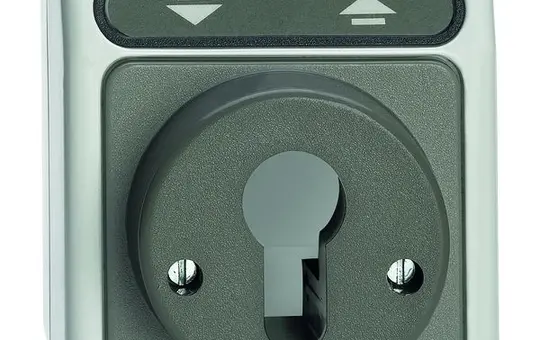 MERTEN MEG3718-8029 Jalousie-Drehtaster AQUASTAR 2-polig, für Schließzylinder | lichtgrau