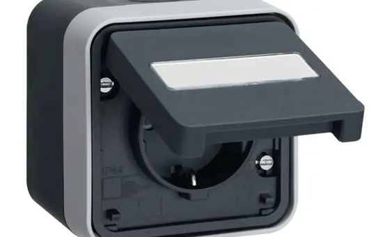 BERKER 47413525 beschr. SCHUKO-Aufputzsteckdose W.1 1-fach, Klappdeckel, Schraubklemmen | grau/lichtgrau matt