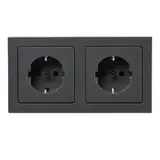 BERKER 47206096 SCHUKO-Steckdose kompl. Serie Q.3 2-fach, waagerecht | anthrazit samt