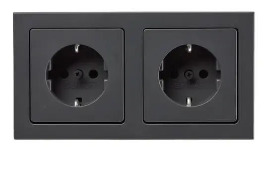 BERKER 47206096 SCHUKO-Steckdose kompl. Serie Q.3 2-fach, waagerecht | anthrazit samt