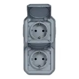 LEGRAND 069744L SCHUKO-Aufputzsteckdose Plexo New 2-fach, vertikal | grau