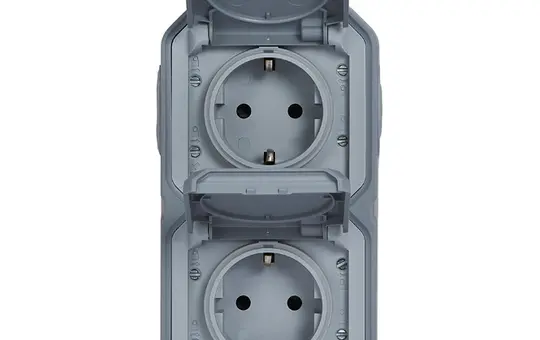 LEGRAND 069744L SCHUKO-Aufputzsteckdose Plexo New 2-fach, vertikal | grau