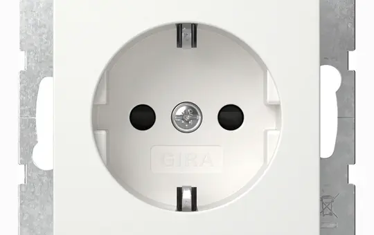 GIRA 418327 SCHUKO-Steckdose System 55 Berührungsschutz, Schraubklemmen | reinweiß seidenmatt