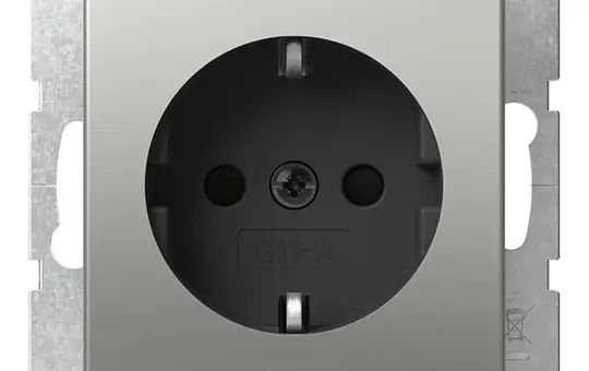 GIRA 4183600 SCHUKO-Steckdose System 55 Berührungsschutz, Schraubklemmen | edelstahl