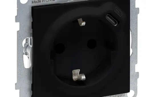 LEGRAND 765326 SCHUKO-Steckdose SEANO USB-C/C, Berührungsschutz | schwarz matt lackiert