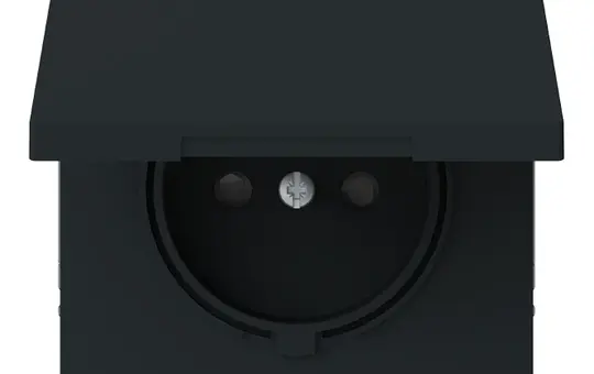 BUSCH-JAEGER 20-1 MUCBK-45M SCHUKO-Steckdose art linear Klappdeckel, Berührungsschutz, Erdungsstift | schwarz matt