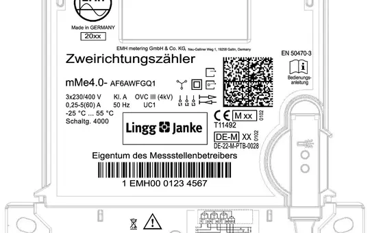 LINGG&JANKE 87737 Zweirichtungszähler EMH EZ-EMH MMe 4.0 KNXBlue