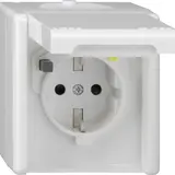GIRA 267730 FI-Schutzsteckdose WG AP 30 mA, mit Klappdeckel und Shutter | reinweiß