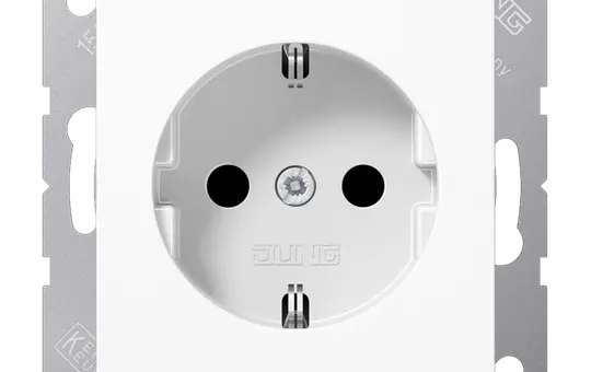 JUNG A1520NBFWW SCHUKO-Steckdose A/AS Thermoplast, ohne Krallen | alpinweiß