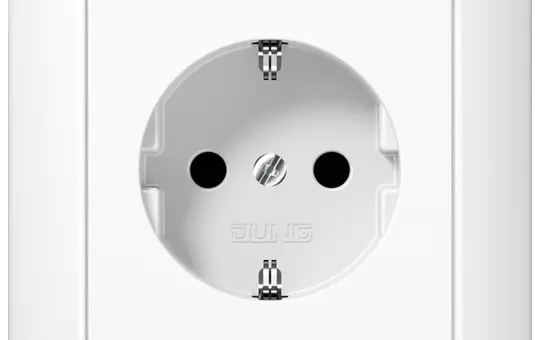 JUNG AS1520NKIWW SCHUKO-Steckdose AS mit Rahmen, ohne Krallen | alpinweiß